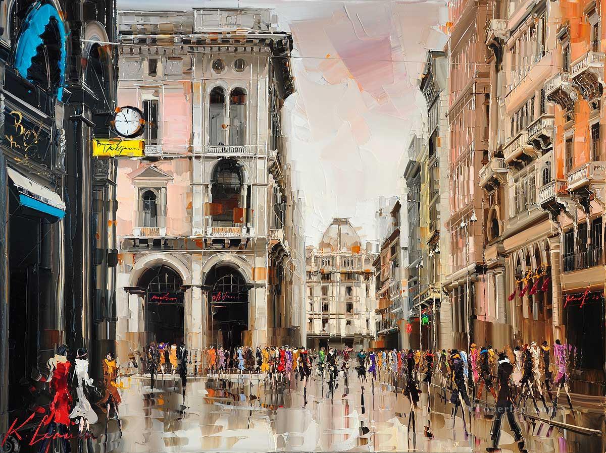 Kal Gajoum Milano Fashion capital by Knife Textured Oil Paintings